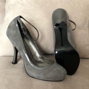 Gray Heels With Ankle Strap